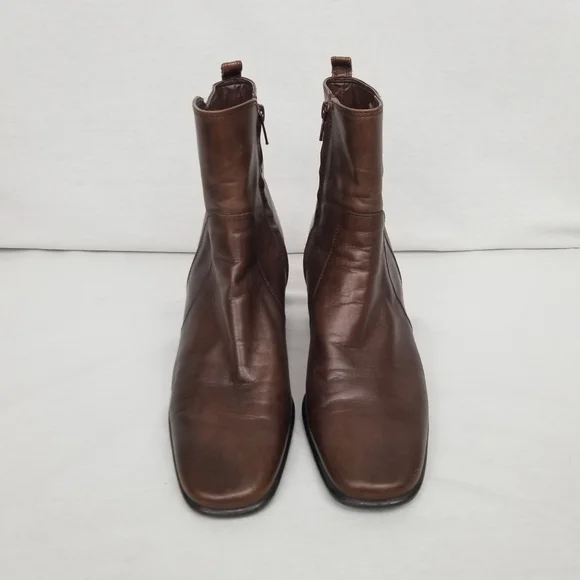 Antonio Melani brown leather ankle/chunky heel boots 9.5 M - Picture 2 of 13
